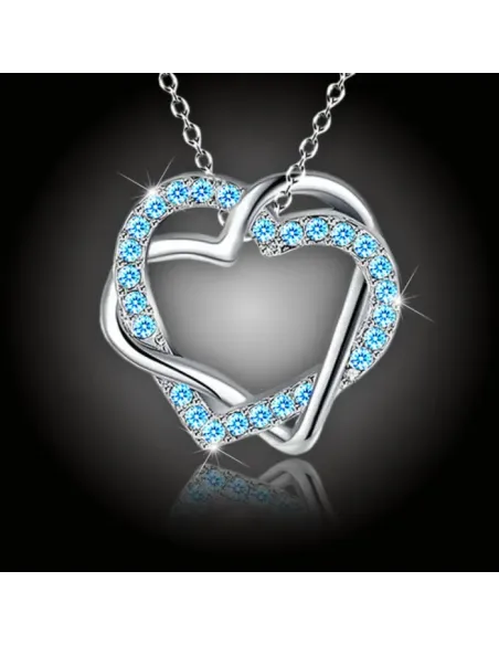 Propletená velká srdce s modrými krystaly Swarovski®