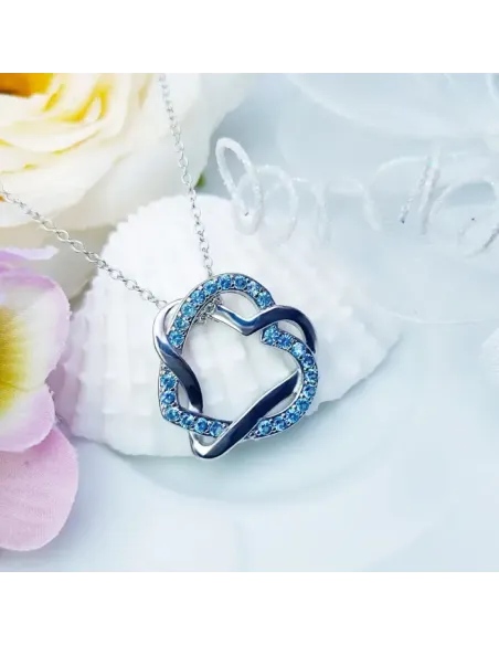 Propletená velká srdce s modrými krystaly Swarovski®