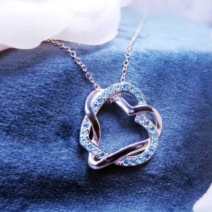 Propletená velká srdce s modrými krystaly Swarovski®