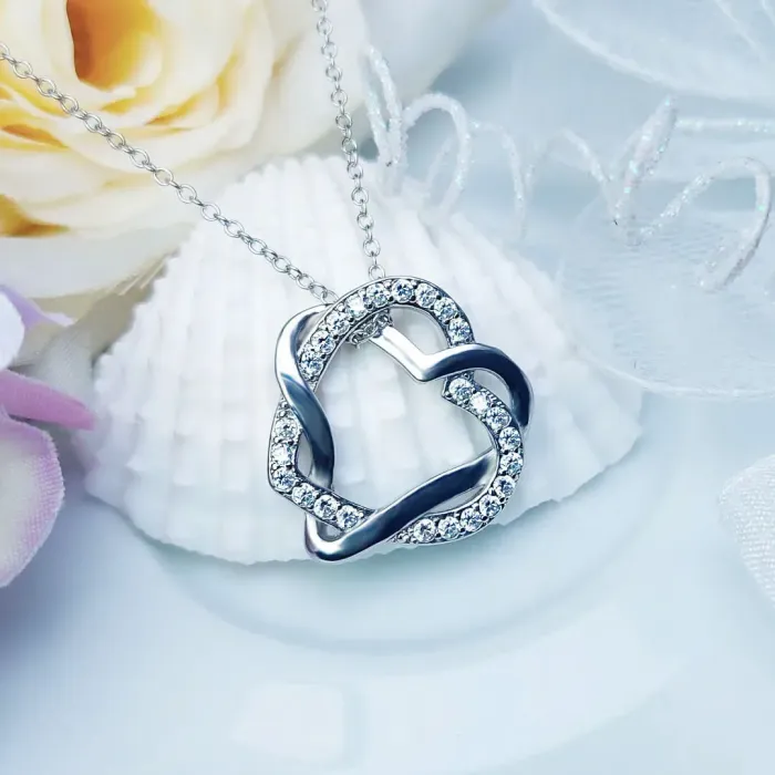 Propletená velká srdce s krystaly Swarovski®