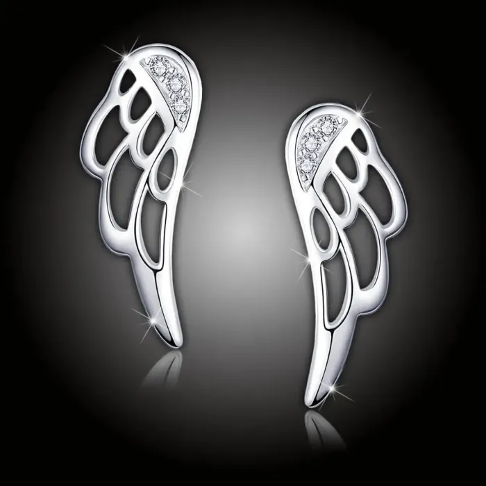 Stříbrné náušnice Elegant Angel Wings