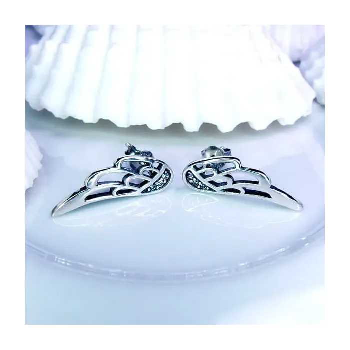 Stříbrné náušnice Elegant Angel Wings