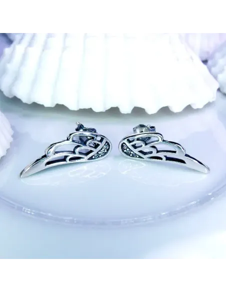 Stříbrné náušnice Elegant Angel Wings