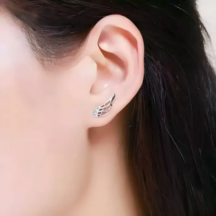 Stříbrné náušnice Elegant Angel Wings