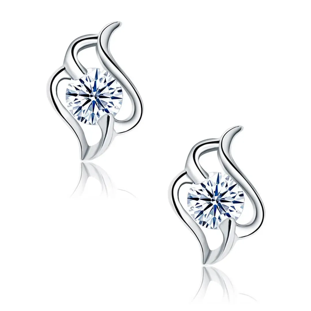 Stříbrné náušnice Crystal Angel Wings