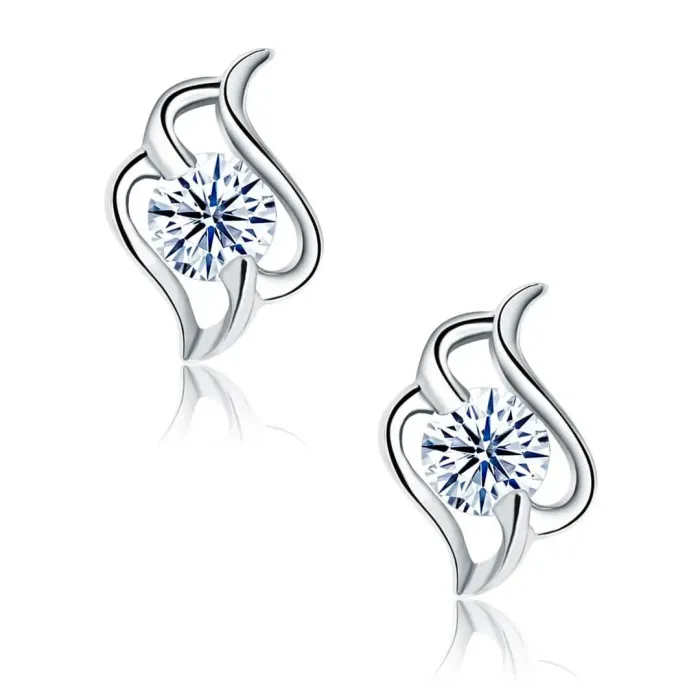 Stříbrné náušnice Crystal Angel Wings