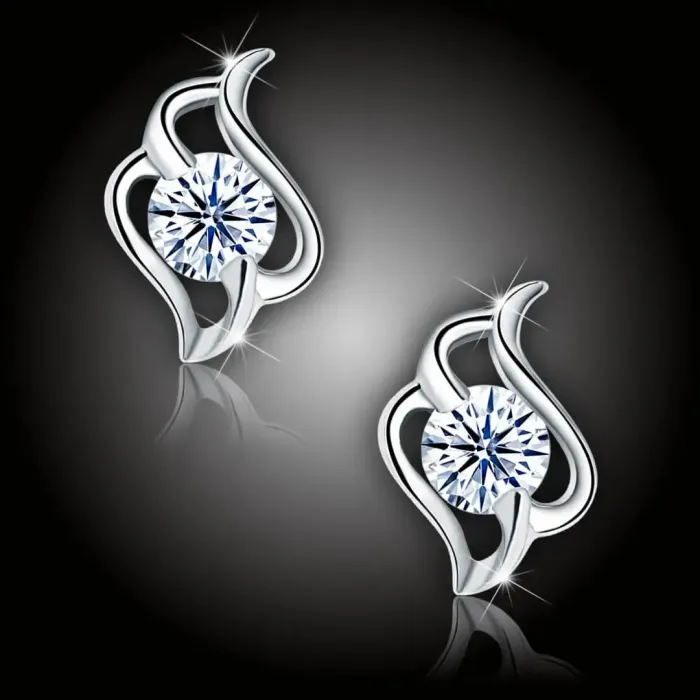 Stříbrné náušnice Crystal Angel Wings