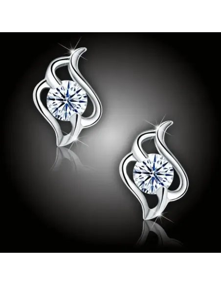 Stříbrné náušnice Crystal Angel Wings