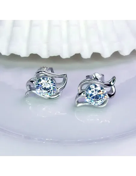 Stříbrné náušnice Crystal Angel Wings