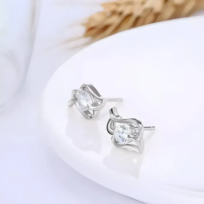 Stříbrné náušnice Crystal Angel Wings