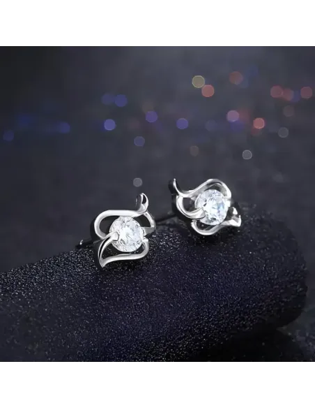 Stříbrné náušnice Crystal Angel Wings