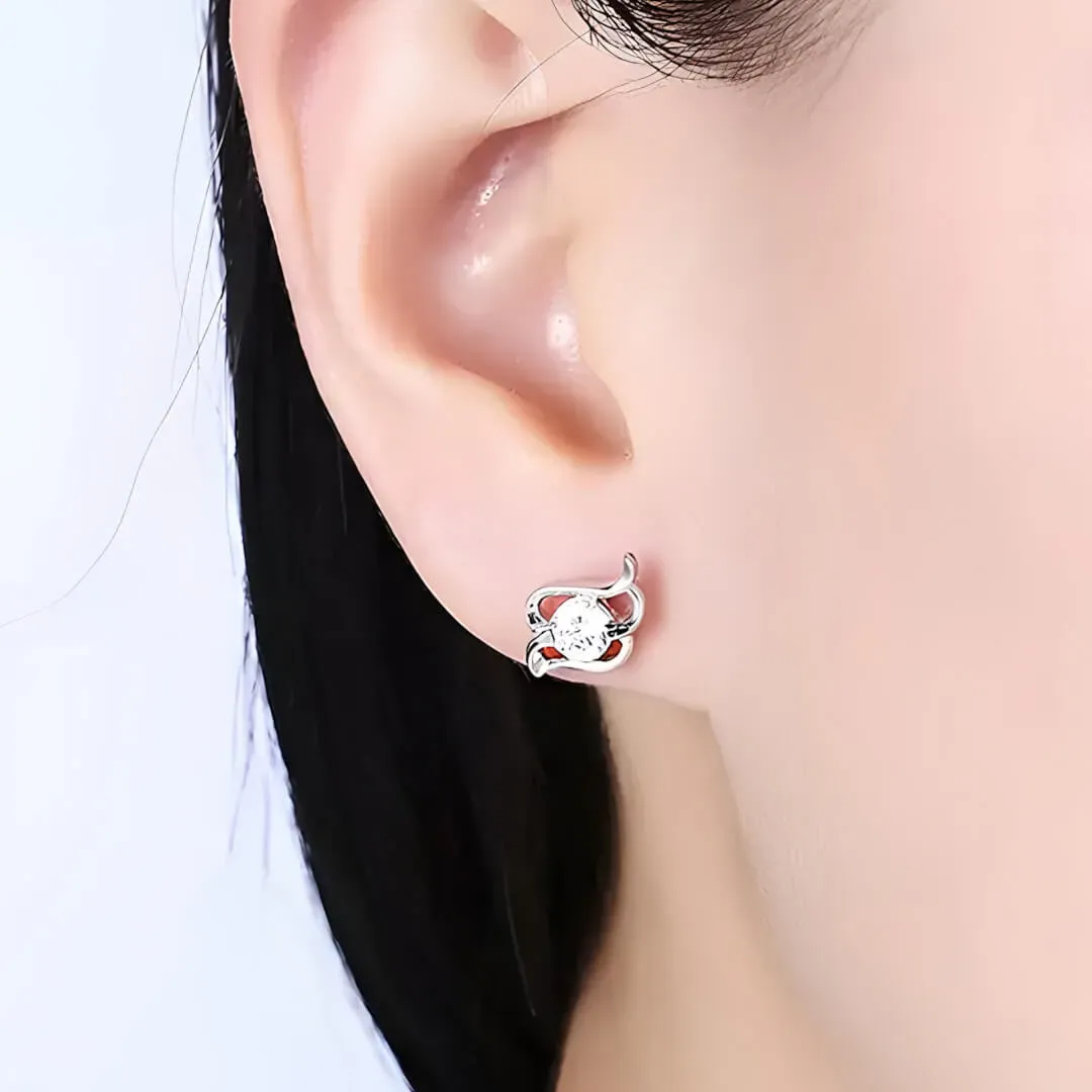 Stříbrné náušnice Crystal Angel Wings 2