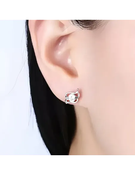 Stříbrné náušnice Crystal Angel Wings