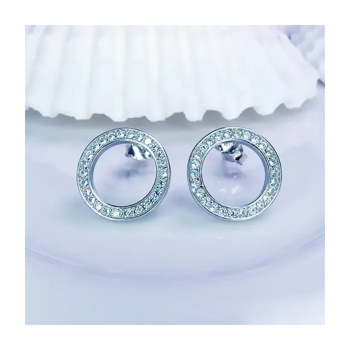 Stříbrné náušnice Eternity se zirkony