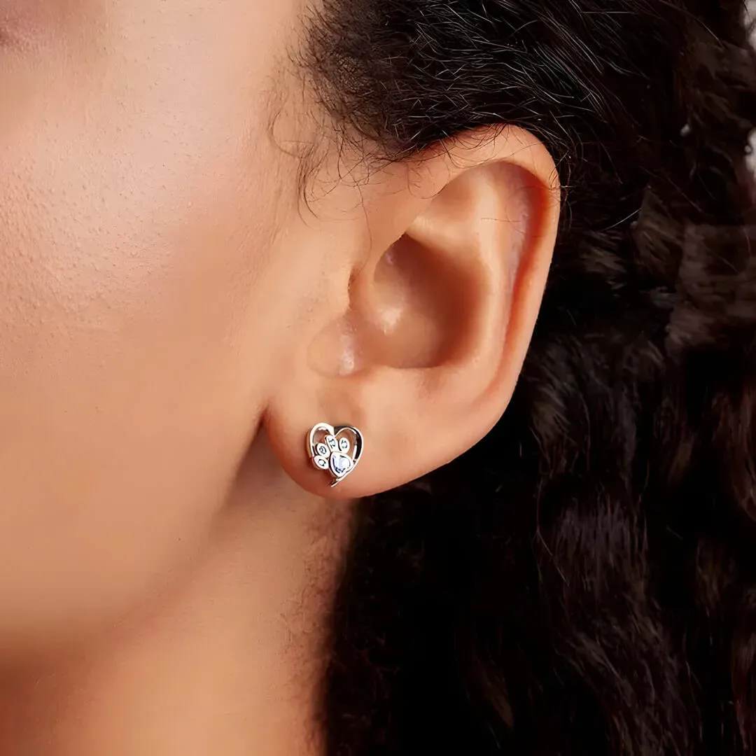 Stříbrné náušnice Tlapka s čirými krystaly Swarovski®, puzetové zapínání 2