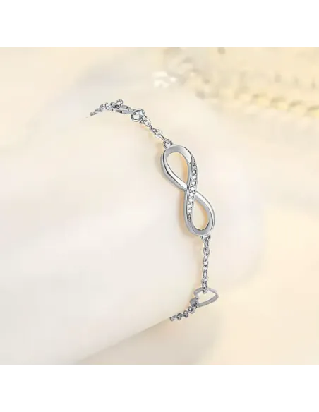 Stříbrný náramek Infinity Love s kubickými zirkony