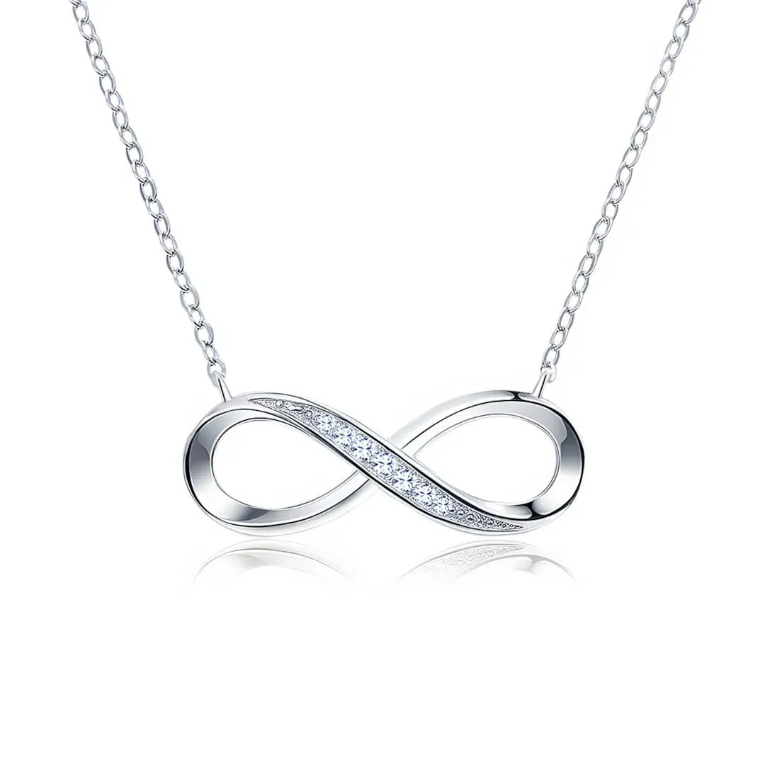 Stříbrný náhrdelník Infinity s kubickými zirkony
