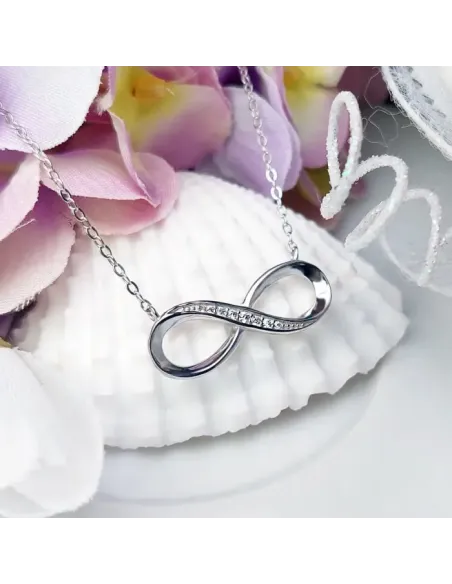 Stříbrný náhrdelník Infinity s kubickými zirkony
