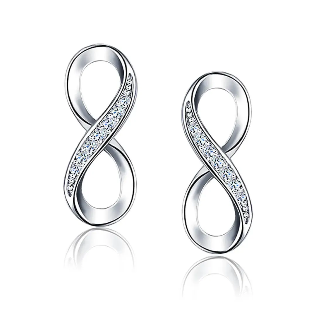 Stříbrné náušnice Infinity se zirkony