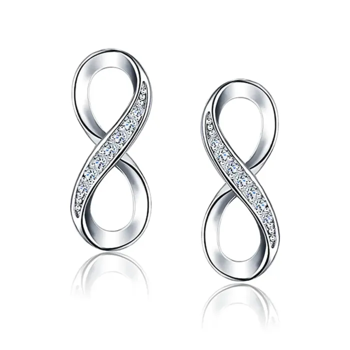 Stříbrné náušnice Infinity se zirkony