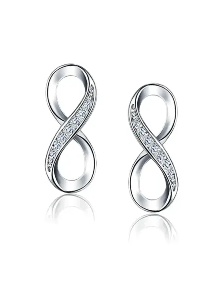 Stříbrné náušnice Infinity se zirkony