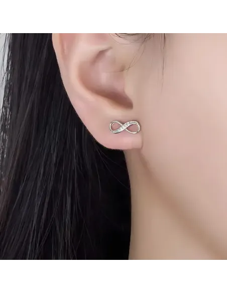 Stříbrné náušnice Infinity se zirkony