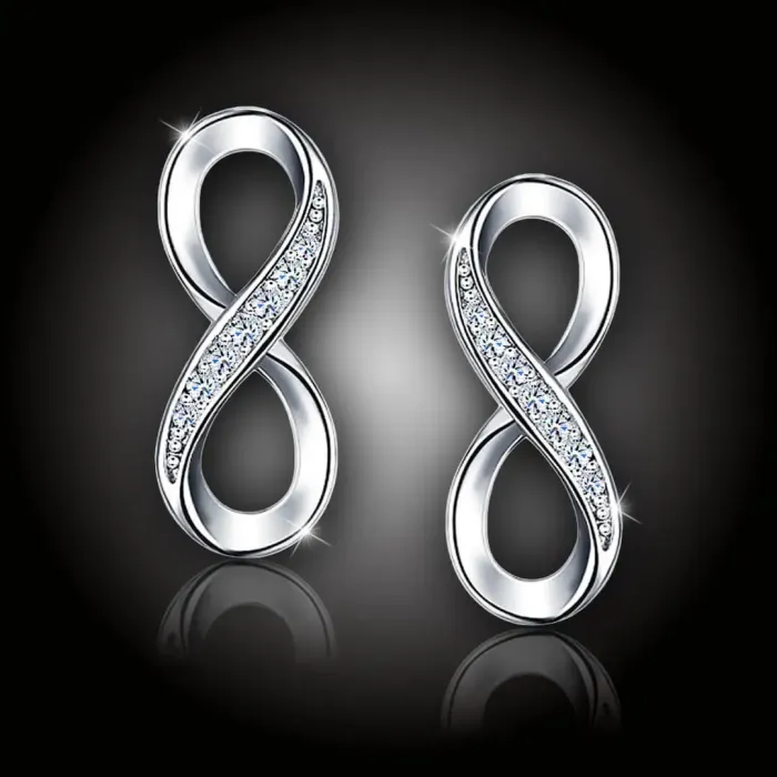 Stříbrné náušnice Infinity se zirkony