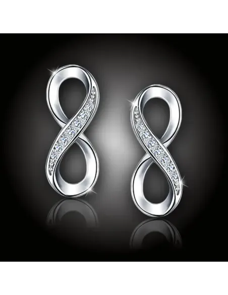 Stříbrné náušnice Infinity se zirkony