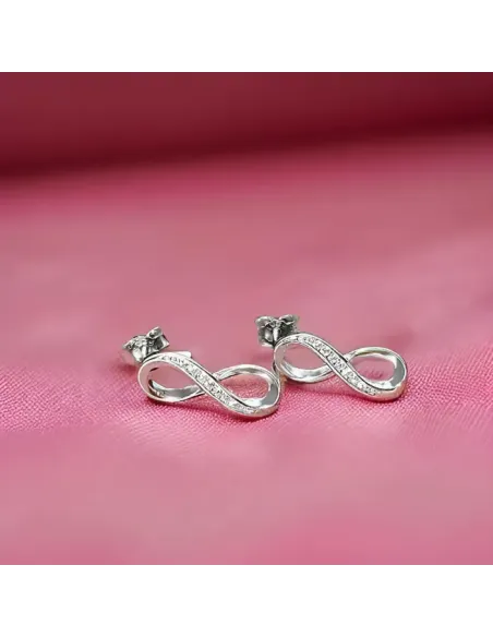 Stříbrné náušnice Infinity se zirkony