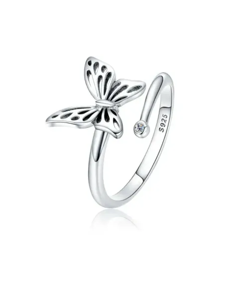 Romantický stříbrný prsten Motýlek se zirkonem