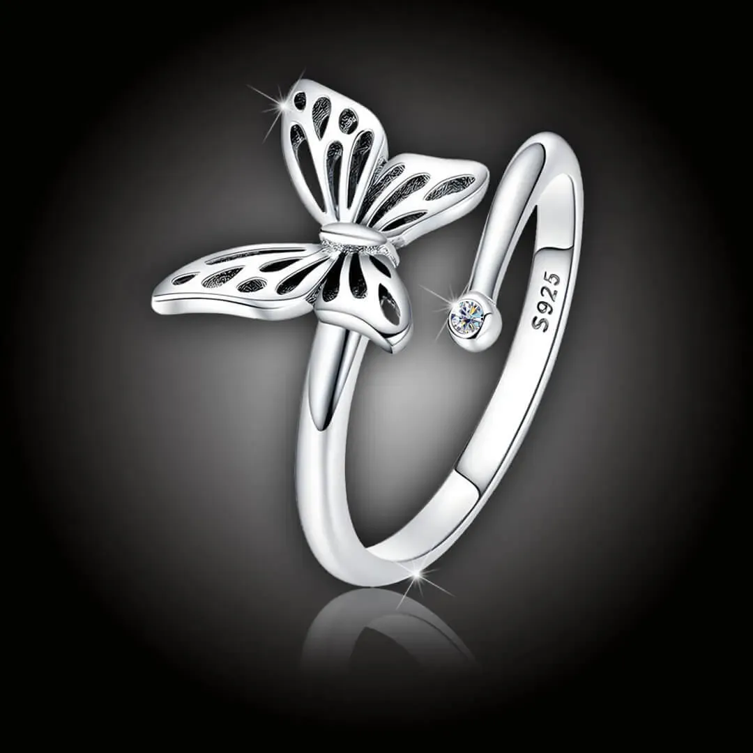 Romantický stříbrný prsten Motýlek se zirkonem 2