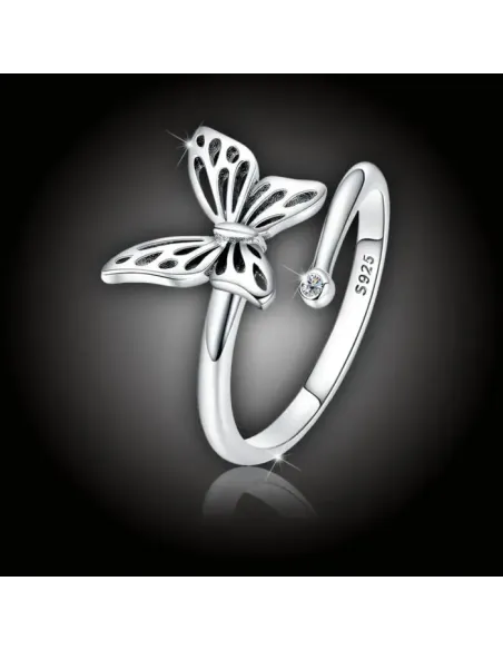 Romantický stříbrný prsten Motýlek se zirkonem