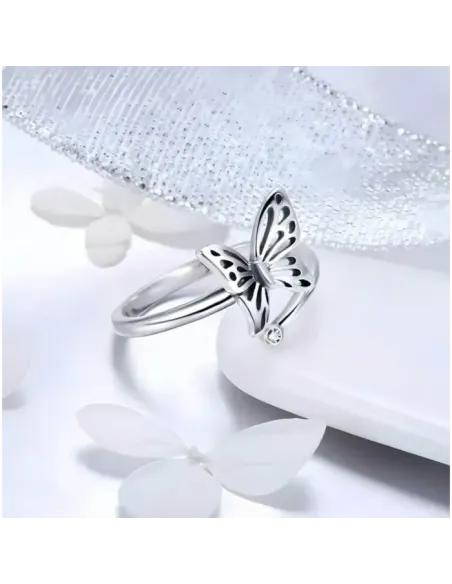 Romantický stříbrný prsten Motýlek se zirkonem