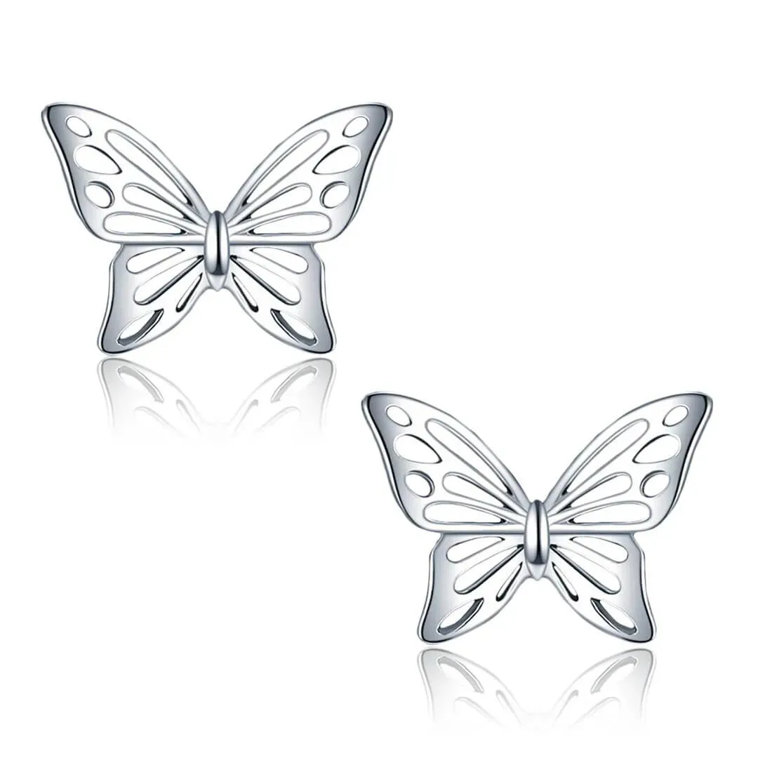 Romantické stříbrné náušnice Motýlek