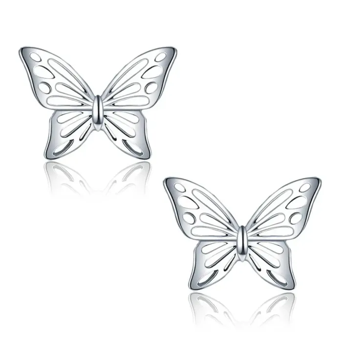 Romantické stříbrné náušnice Motýlek
