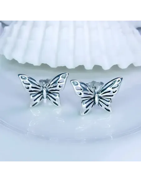 Romantické stříbrné náušnice Motýlek