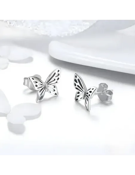 Romantické stříbrné náušnice Motýlek