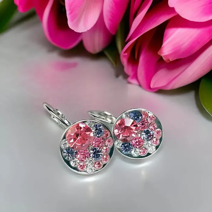 Náušnice Brillance Pink Dream s krystaly Swarovski®