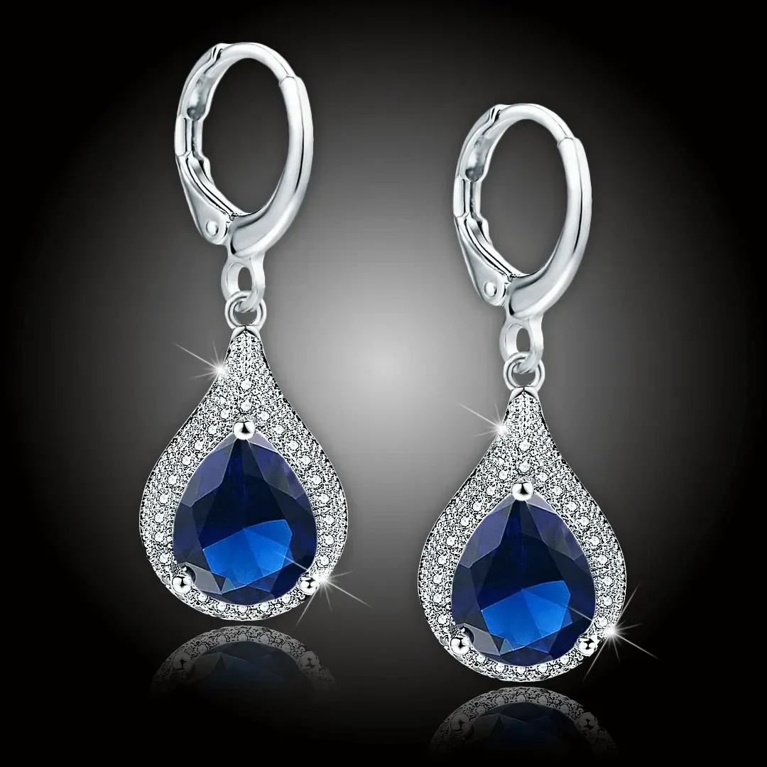 Náušnice Brillance Priscilla Royal Blue s krystaly Swarovski® 2