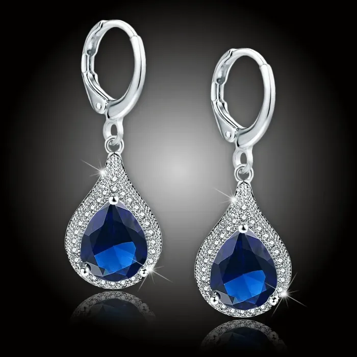 Náušnice Brillance Priscilla Royal Blue s krystaly Swarovski®