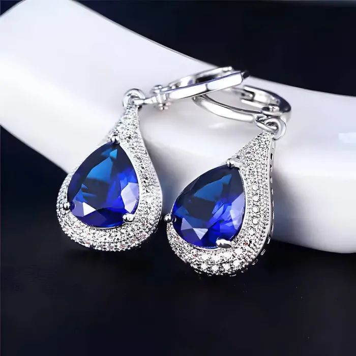 Náušnice Brillance Priscilla Royal Blue s krystaly Swarovski®