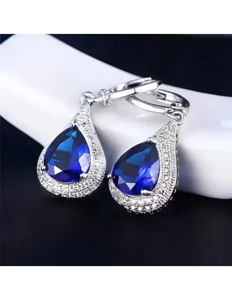 Náušnice Brillance Priscilla Royal Blue s krystaly Swarovski®