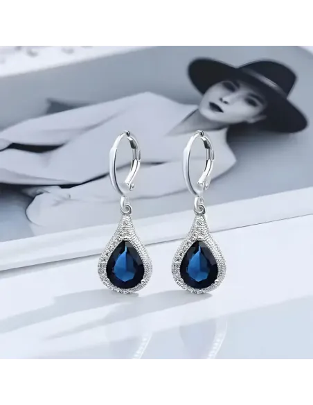 Náušnice Brillance Priscilla Royal Blue s krystaly Swarovski®