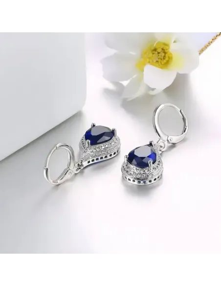 Náušnice Brillance Priscilla Royal Blue s krystaly Swarovski®