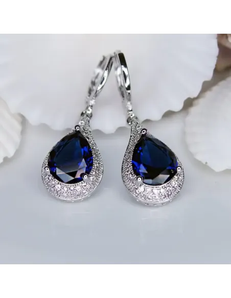 Náušnice Brillance Priscilla Royal Blue s krystaly Swarovski®