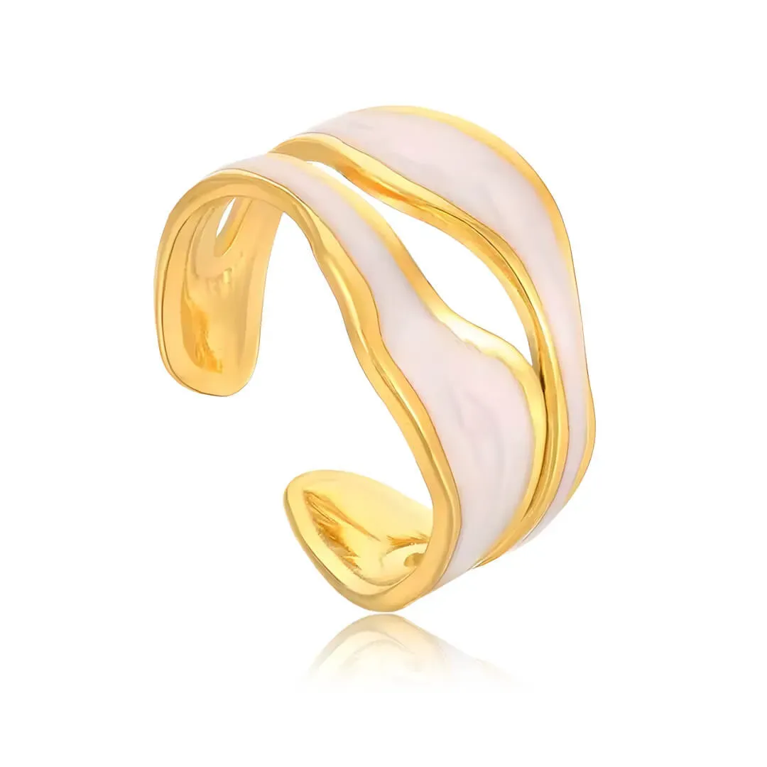 Pozlacený nastavitelný prsten Aida Gold z chirurgické oceli