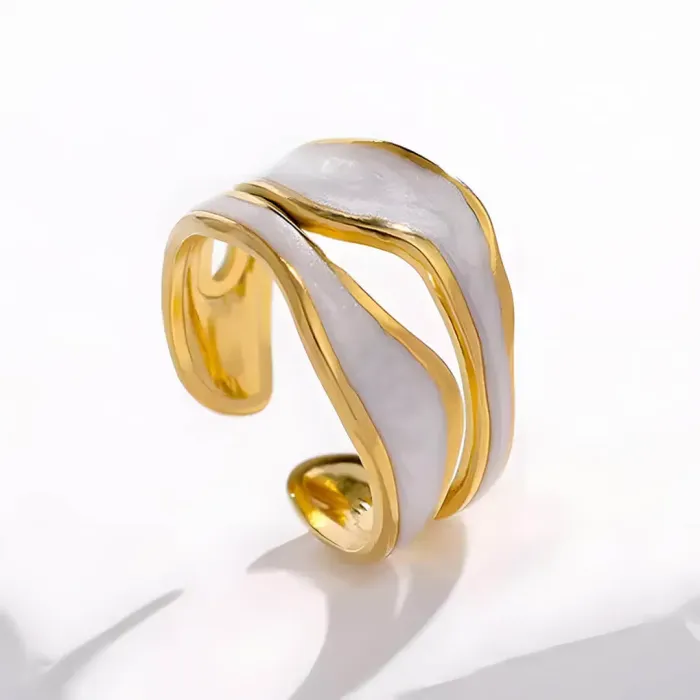 Pozlacený nastavitelný prsten Aida Gold z chirurgické oceli