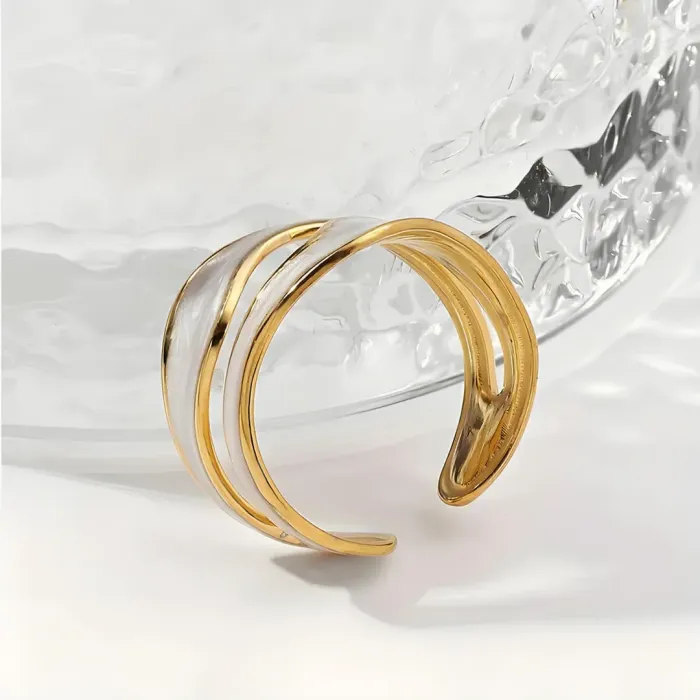 Pozlacený nastavitelný prsten Aida Gold z chirurgické oceli