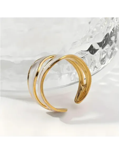 Pozlacený nastavitelný prsten Aida Gold z chirurgické oceli