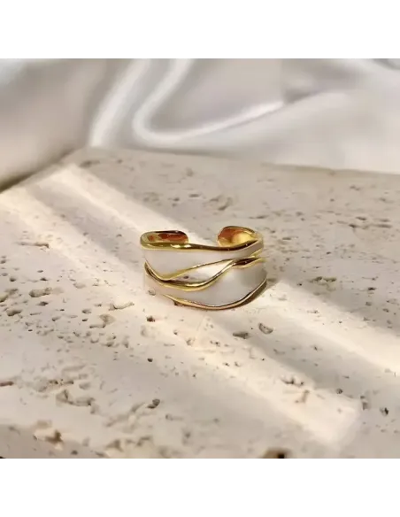 Pozlacený nastavitelný prsten Aida Gold z chirurgické oceli